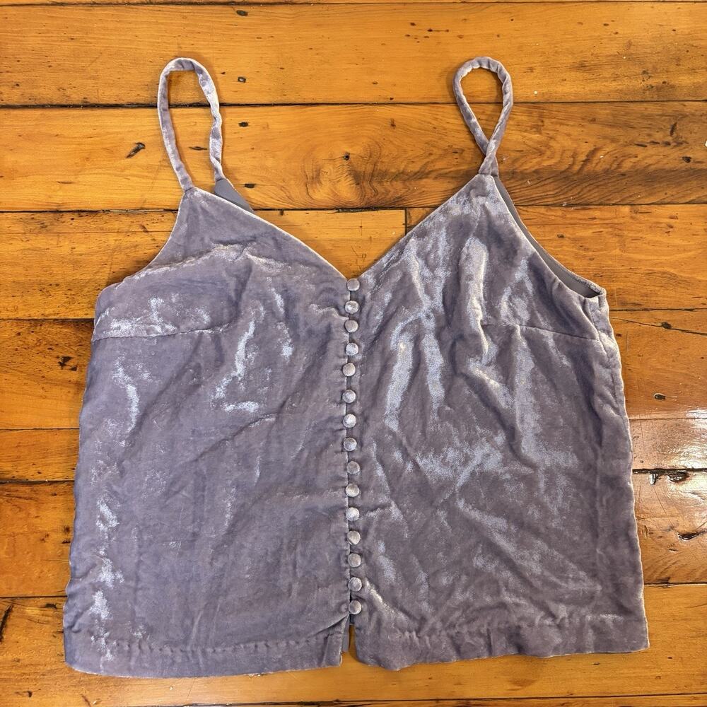 Madewell Crushed Velvet Button Detail Light Purple Tank Top Size 2 Satin Lined